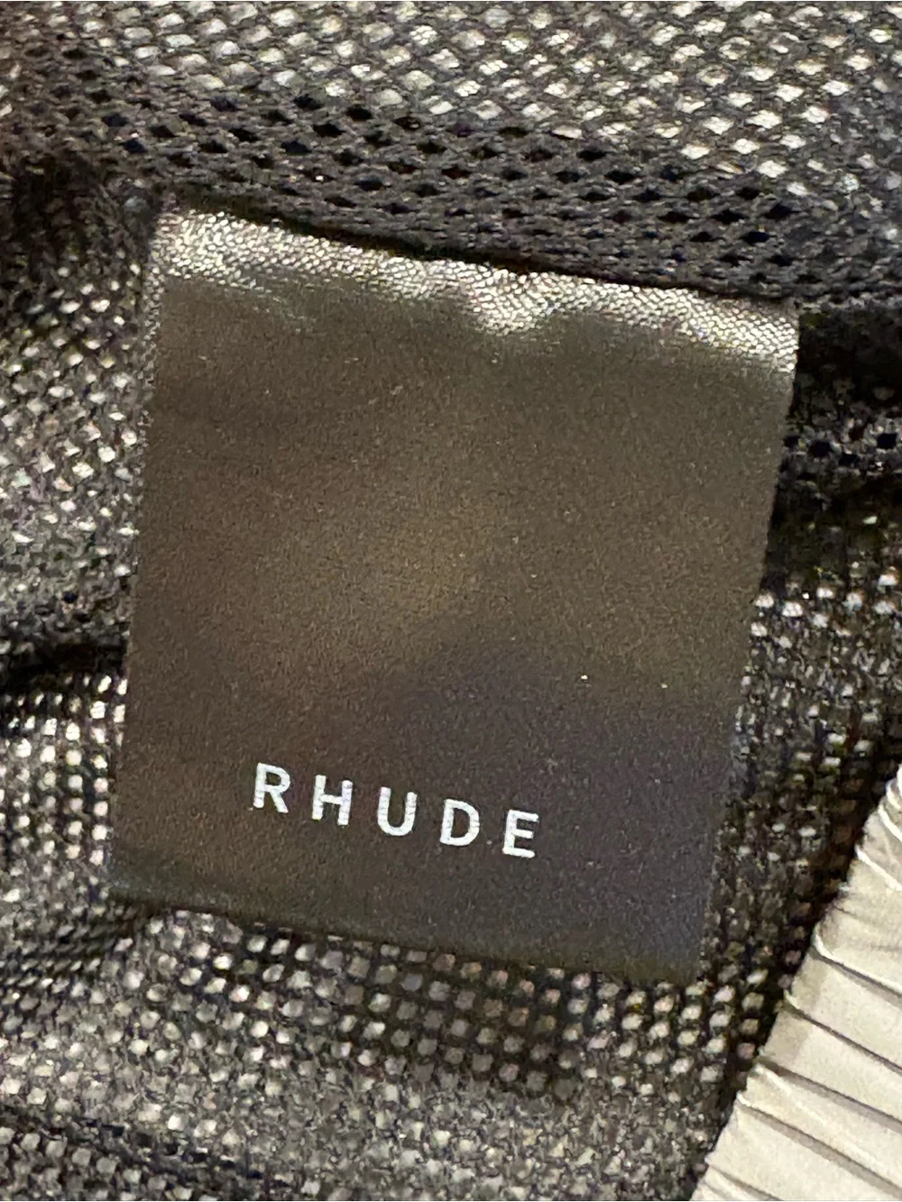 Rhude Men's Gray Logo Swim Shorts with Yellow Drawstring S